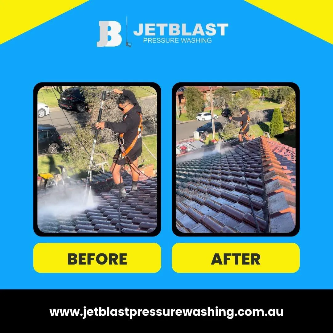 Professionals applying facade cleaning techniques on a commercial building