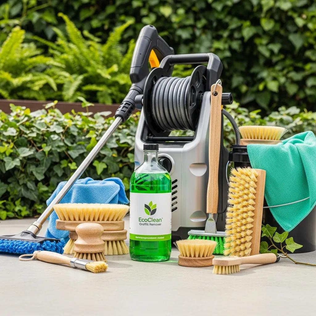 Eco-friendly cleaning products and tools for graffiti removal and exterior cleaning